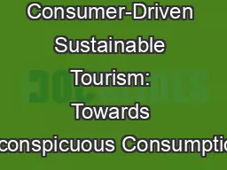 Consumer-Driven Sustainable Tourism: Towards Inconspicuous Consumption