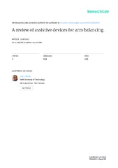 A review of assistive devices for arm balancing A.G. Dunning Dept. Bio
