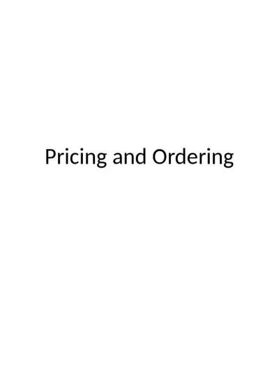 Pricing and Ordering