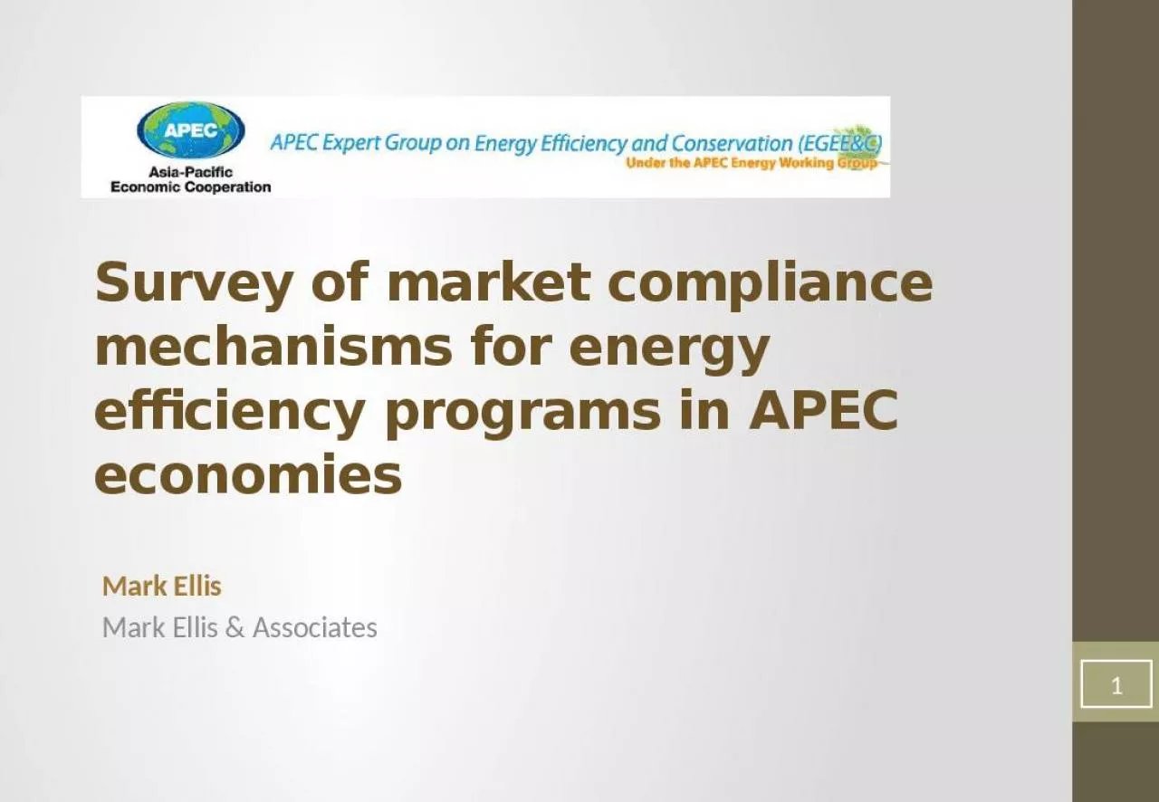 PPT-Survey of market compliance mechanisms for energy efficiency programs in APEC economies