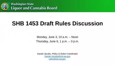 SHB 1453 Draft Rules Discussion