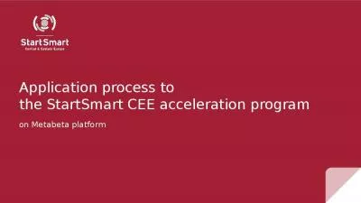 Application process to the StartSmart CEE acceleration program