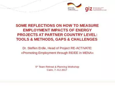 Some reflections on How to measure Employment impacts of energy projects at Partner country level: tools & methods, gaps & challenges