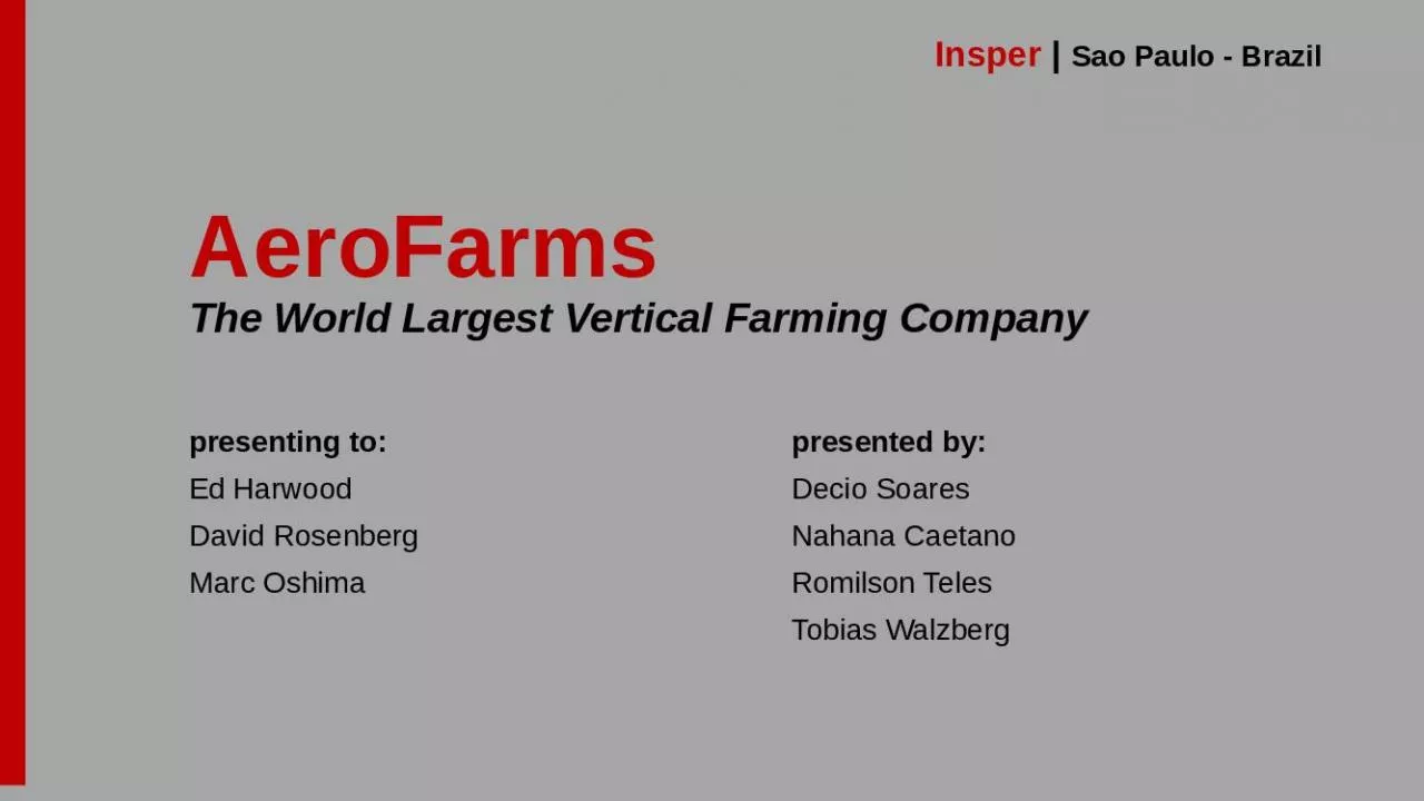 PPT-AeroFarms The World Largest Vertical Farming Company