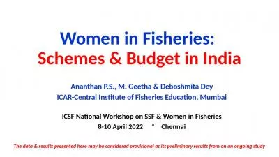 Women in Fisheries:  Schemes & Budget in India