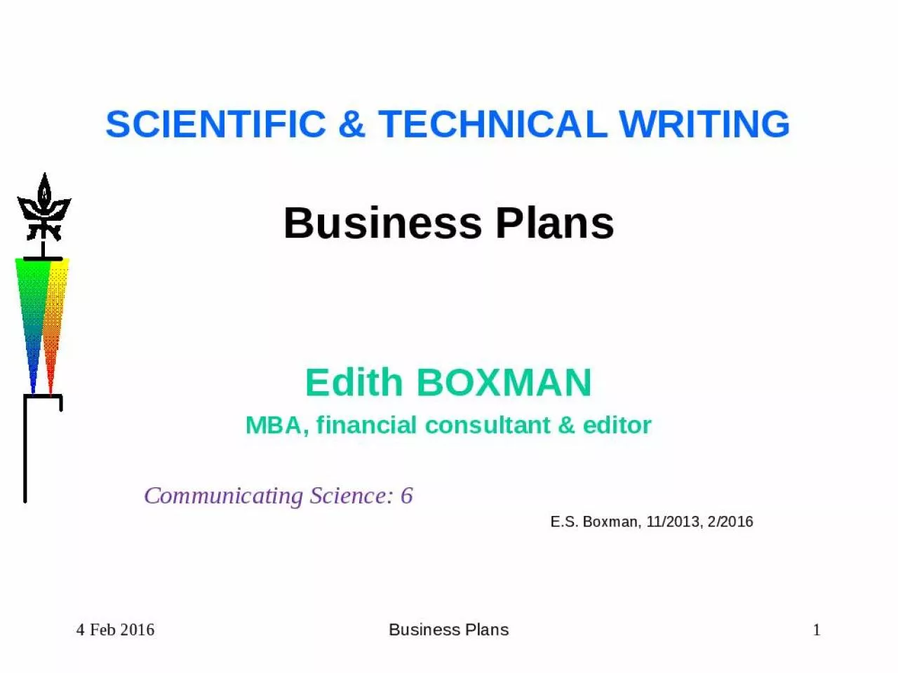 PPT-SCIENTIFIC & TECHNICAL WRITING Business Plans