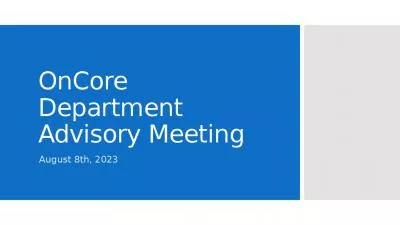 OnCore Department Advisory Meeting