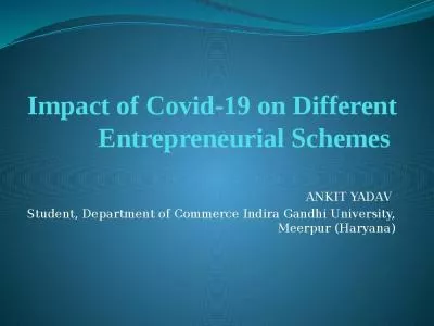 Impact of Covid-19 on Different Entrepreneurial Schemes