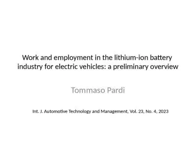 Work and employment in the lithium-ion battery  industry for electric vehicles: a preliminary