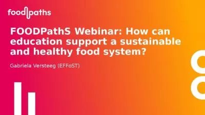 FOODPathS Webinar: How can education support a sustainable and healthy food system?