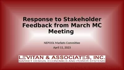 Response to Stakeholder Feedback from March MC Meeting