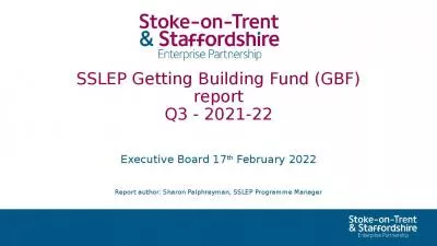 SSLEP Getting Building Fund (GBF) report Q3 - 2021-22