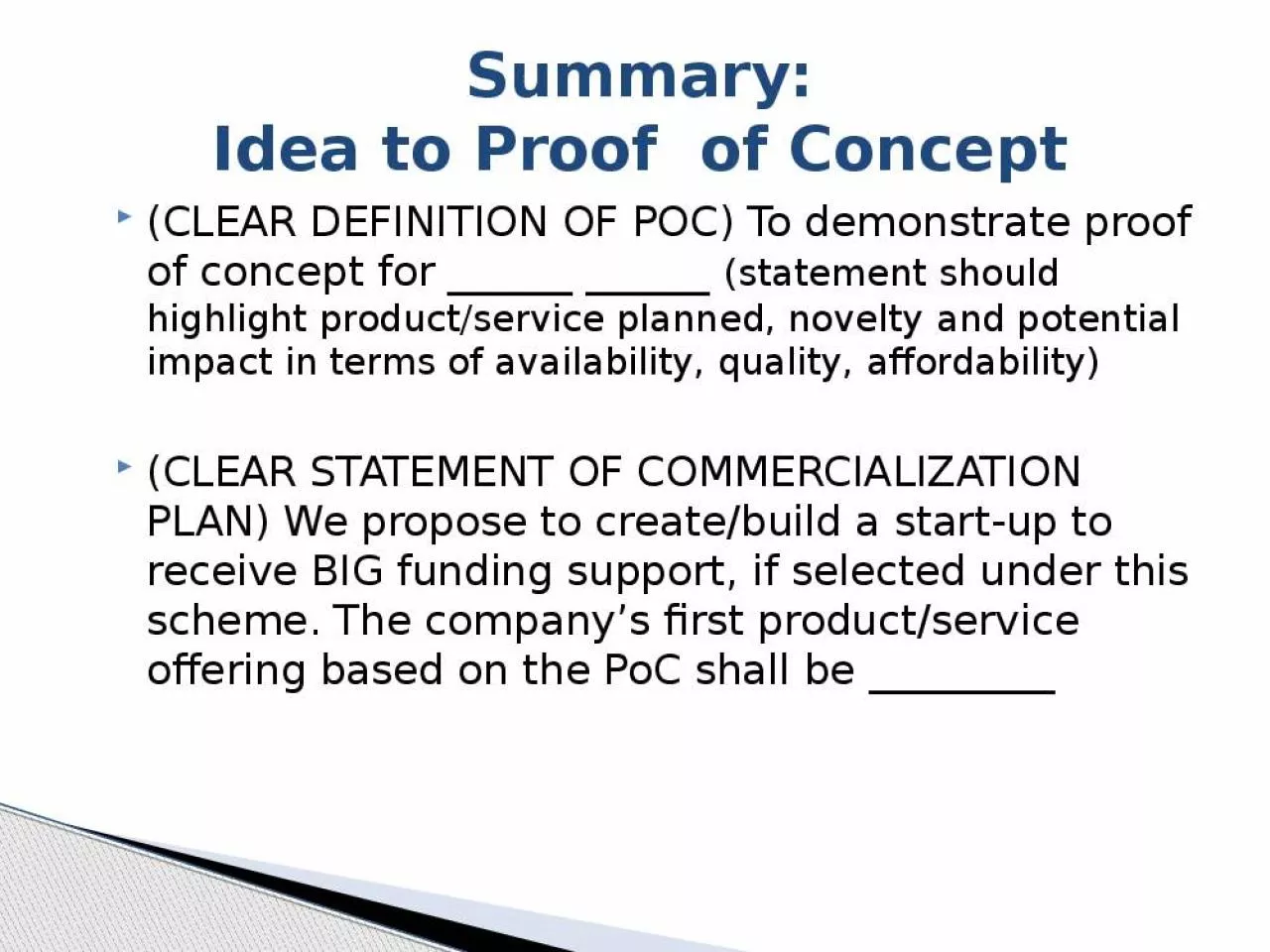 PPT-Summary: Idea to Proof of Concept