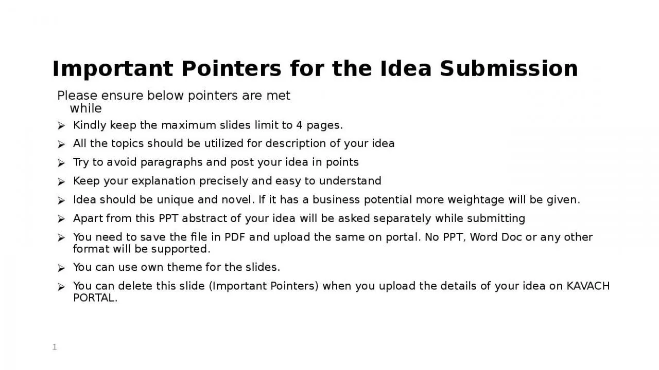 PPT-Important Pointers for the Idea Submission