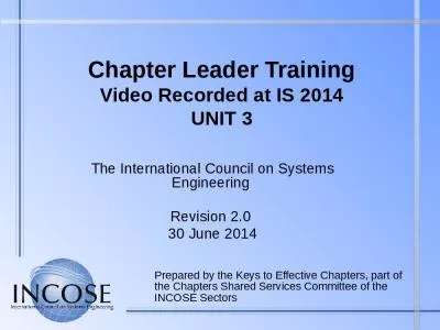 Chapter Leader Training Video Recorded at IS 2014 UNIT 3