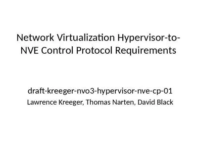 Network Virtualization Hypervisor-to-NVE Control Protocol Requirements