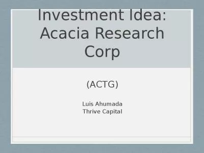 Investment Idea: Acacia Research Corp   (ACTG)