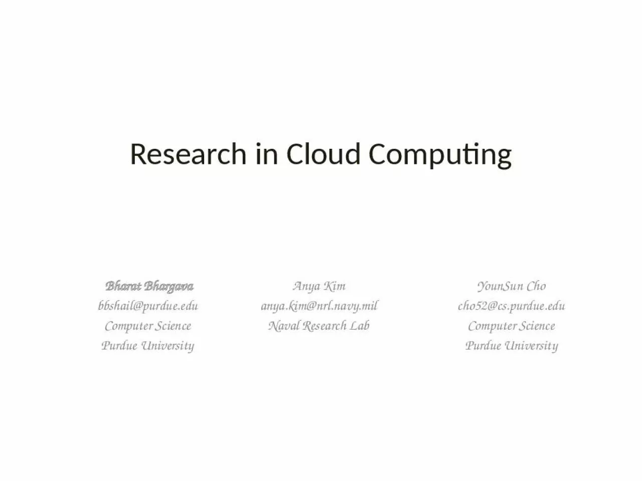 PPT-Research in Cloud Computing