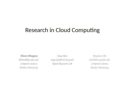 Research in Cloud Computing