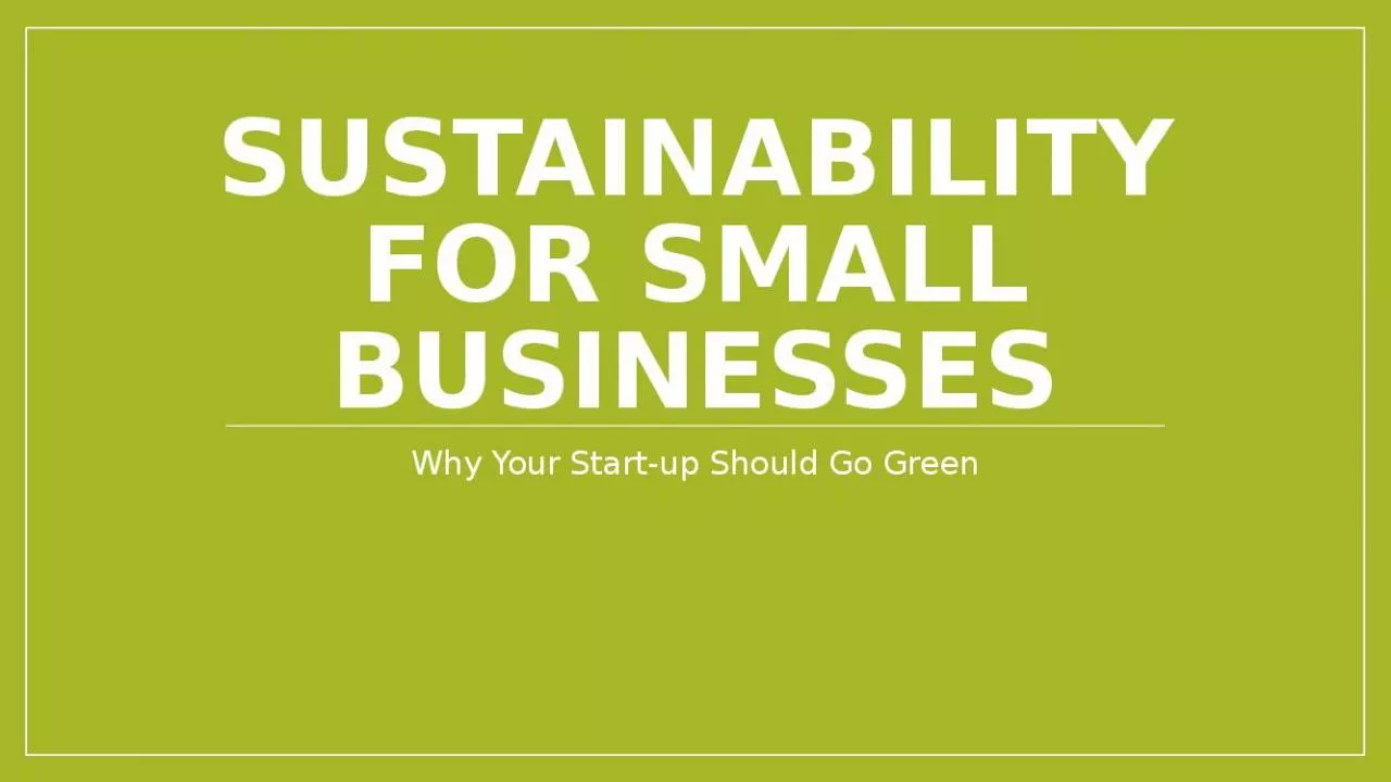 PPT-Sustainability for Small Businesses