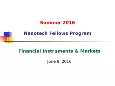 Summer 2016 Nanotech Fellows Program