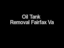 Oil Tank Removal Fairfax Va