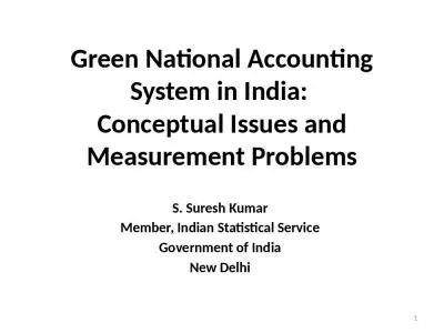 Green National Accounting System in India:  Conceptual Issues and Measurement Problems