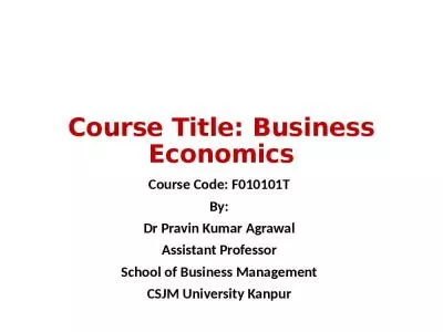 Course Title: Business Economics