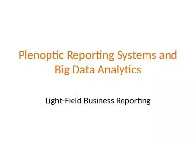 Plenoptic Reporting Systems and Big Data Analytics