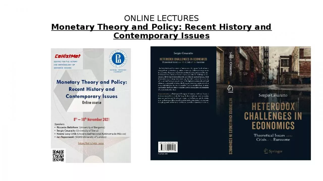 PPT-ONLINE LECTURES Monetary Theory and Policy: Recent History and Contemporary Issues