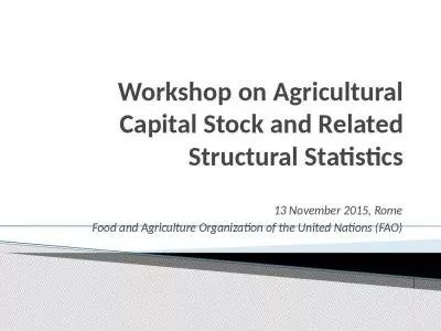 Workshop on Agricultural Capital Stock and Related Structural Statistics