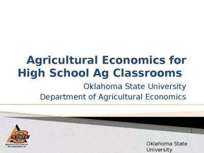 Agricultural Economics for High School Ag Classrooms