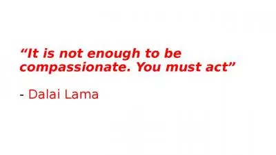 It is not enough to be compassionate. You must act - Dalai Lama