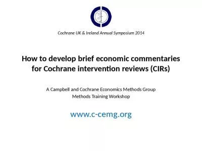 How to develop brief economic commentaries for Cochrane intervention reviews (CIRs)