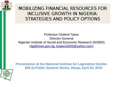 MOBILIZING FINANCIAL RESOURCES FOR INCLUSIVE GROWTH IN NIGERIA: STRATEGIES AND POLICY OPTIONS