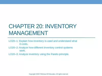 Chapter 20: INVENTORY MANAGEMENT