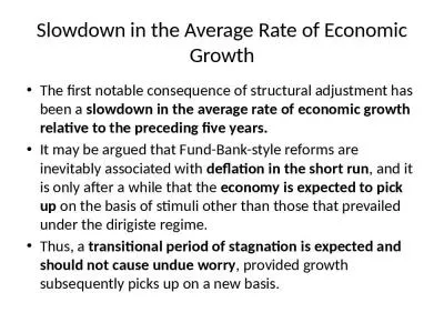 Slowdown in the Average Rate of Economic Growth