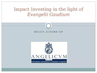 Impact Investing in the light of Evangelii Gaudium