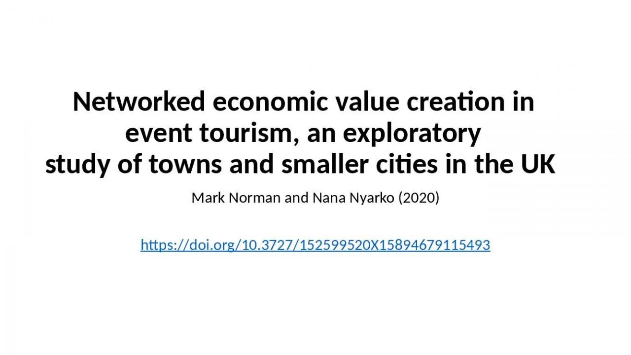 PPT-Networked economic value creation in event tourism, an exploratory study of towns and