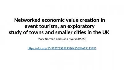 Networked economic value creation in event tourism, an exploratory study of towns and smaller cities in the UK