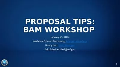 PROPOSAL TIPS: BAM WORKSHOP