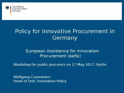 Policy for Innovative Procurement in Germany