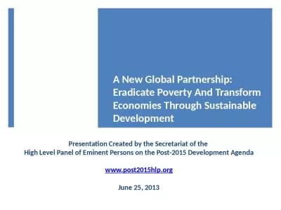 A New Global Partnership: Eradicate Poverty And Transform Economies Through Sustainable