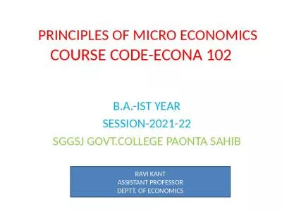 PRINCIPLES OF MICRO ECONOMICS COURSE CODE-ECONA 102