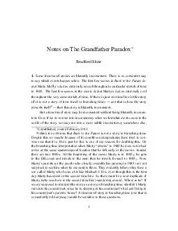 Notes on The Grandfather Paradox Bradford Skow 