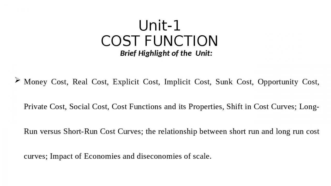 PPT-Unit-1 COST FUNCTION