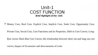 Unit-1 COST FUNCTION