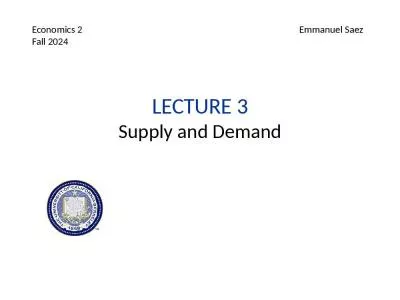 Lecture 3 Supply and Demand