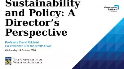 Sustainability and Policy: A Director s Perspective