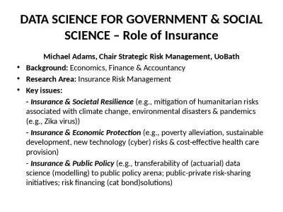 DATA SCIENCE FOR GOVERNMENT & SOCIAL SCIENCE   Role of Insurance